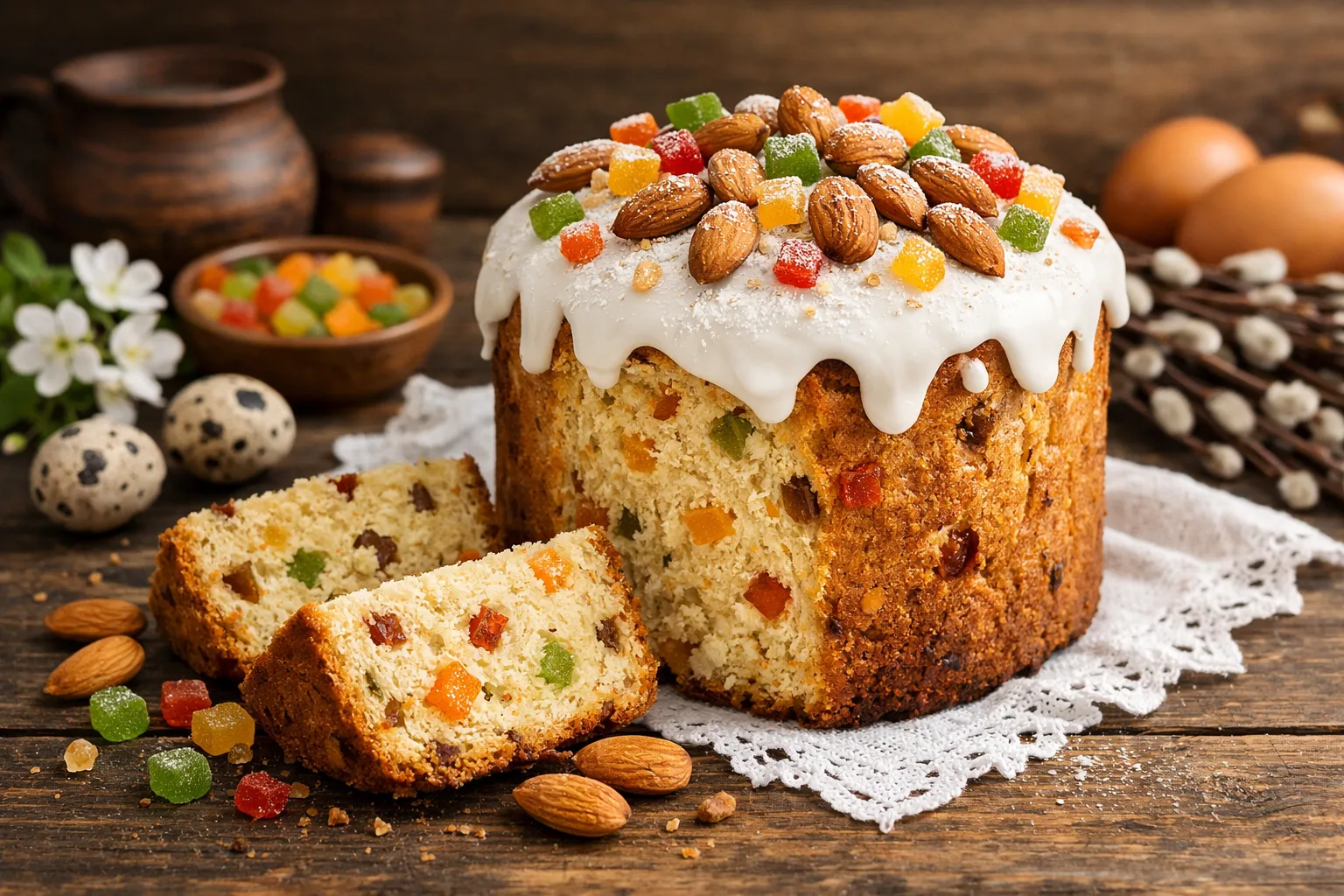 Паска бездріжджова з мигдалем та цукатами