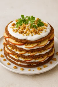 Печінковий торт з яблуком і горіхами