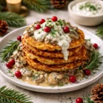 Christmas Potato Pancakes with Mushroom Sauce