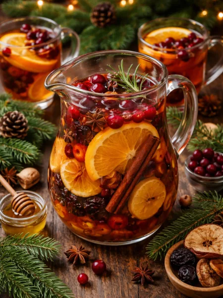 Різдвяний узвар з апельсином, журавлиною та медом