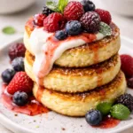 🥞🍓 Повітряні сирники з ванільною хмарою та теплими ягодами