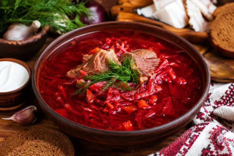 Насичений український борщ із м’ясом