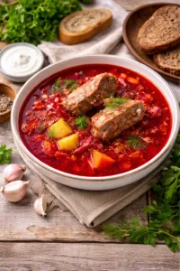 Насичений український борщ із м’ясом