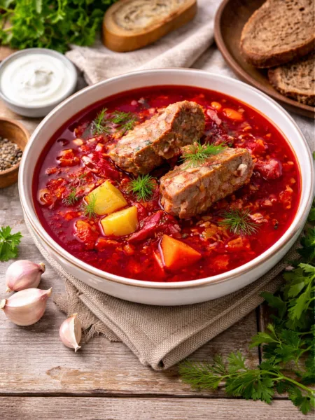 Насичений український борщ із м’ясом