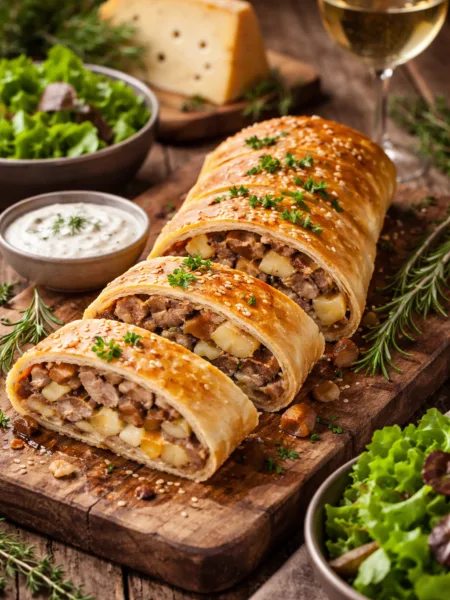 🥨 Альпійський штрудель з телятиною та карамелізованими яблуками