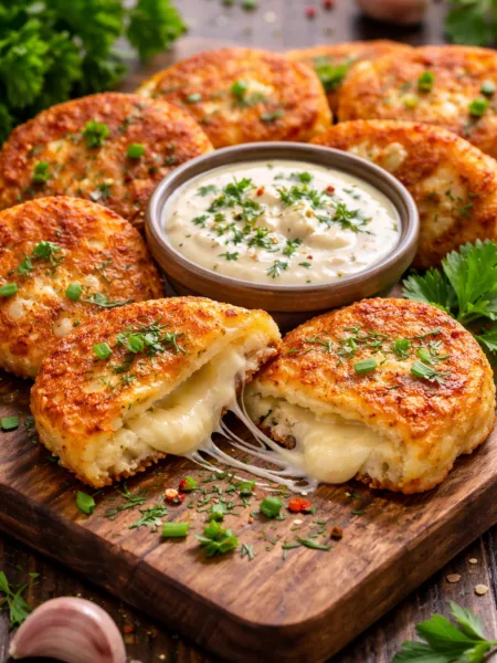 🥔 Сонячні деруни з творогом та часниковим соусом 🌞🧄