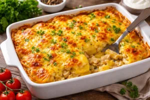 картопляна запіканка з куркою та сиром