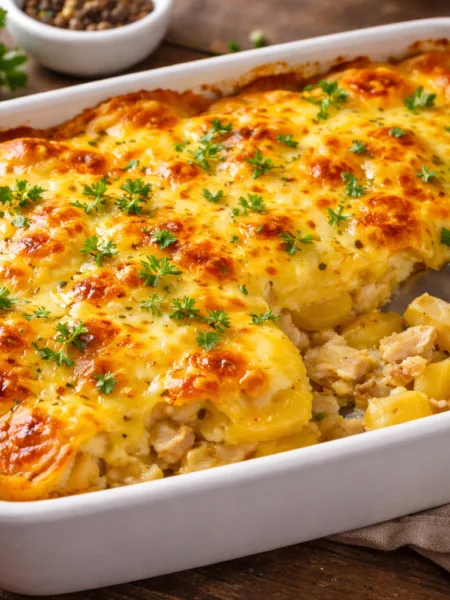 картопляна запіканка з куркою та сиром