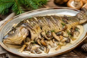 Короп по-гуцульськи з грибами та вершками