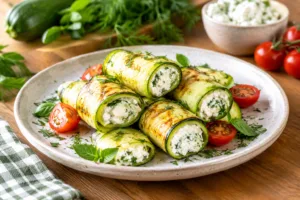 Кабачкові рулетики з сирною начинкою