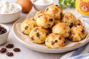 Сирні кульки з родзинками