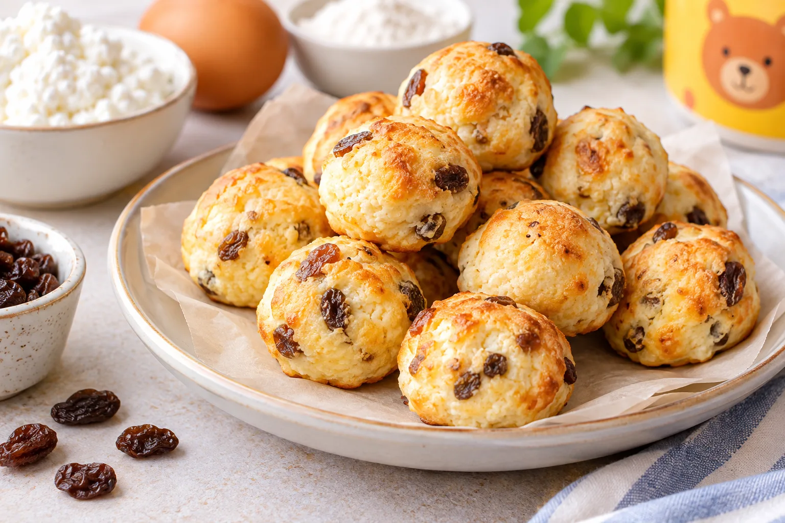 Сирні кульки з родзинками