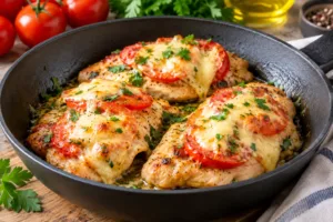 Куряче філе з сиром і помідорами